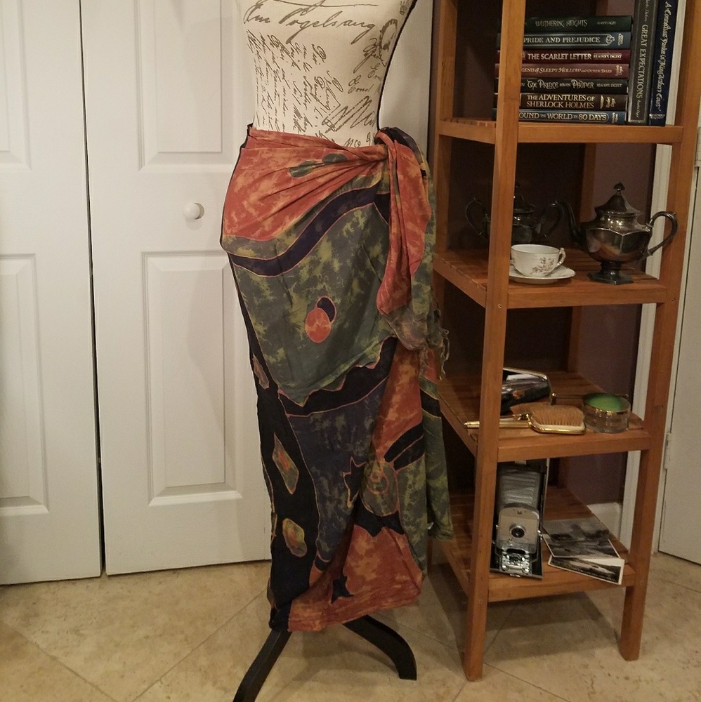 Long bikini cover-up / wrap sarong skirt